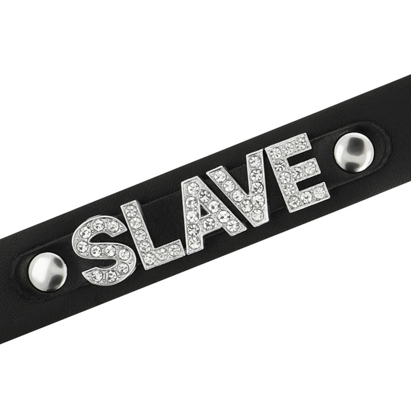 Collare in pelle vegana "Slave" (schiavo) nero