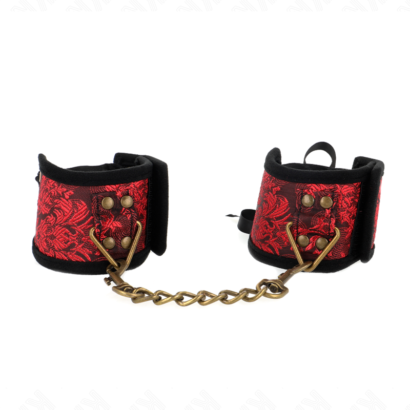 KINK - Manette da Polso con Dettagli in Pizzo Rosso-Nero