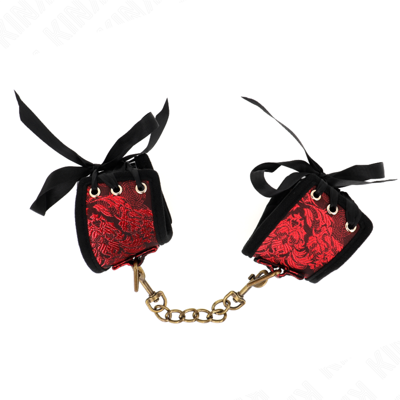 KINK - Manette da Polso con Dettagli in Pizzo Rosso-Nero