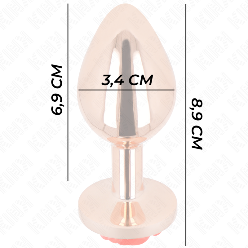 KINK – Plug Anale in Metallo Oro Rosa con Rosa Rossa (Taglia M)