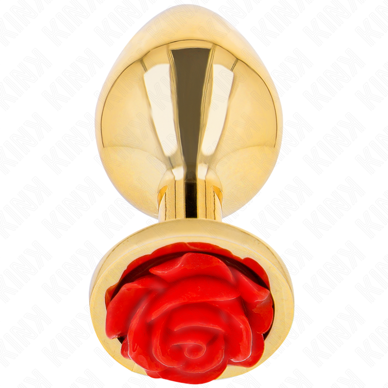 KINK – Plug Anale in Metallo Oro con Rosa Rossa (Taglia M)