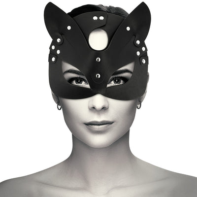 Maschera in pelle vegana con orecchie da gatto